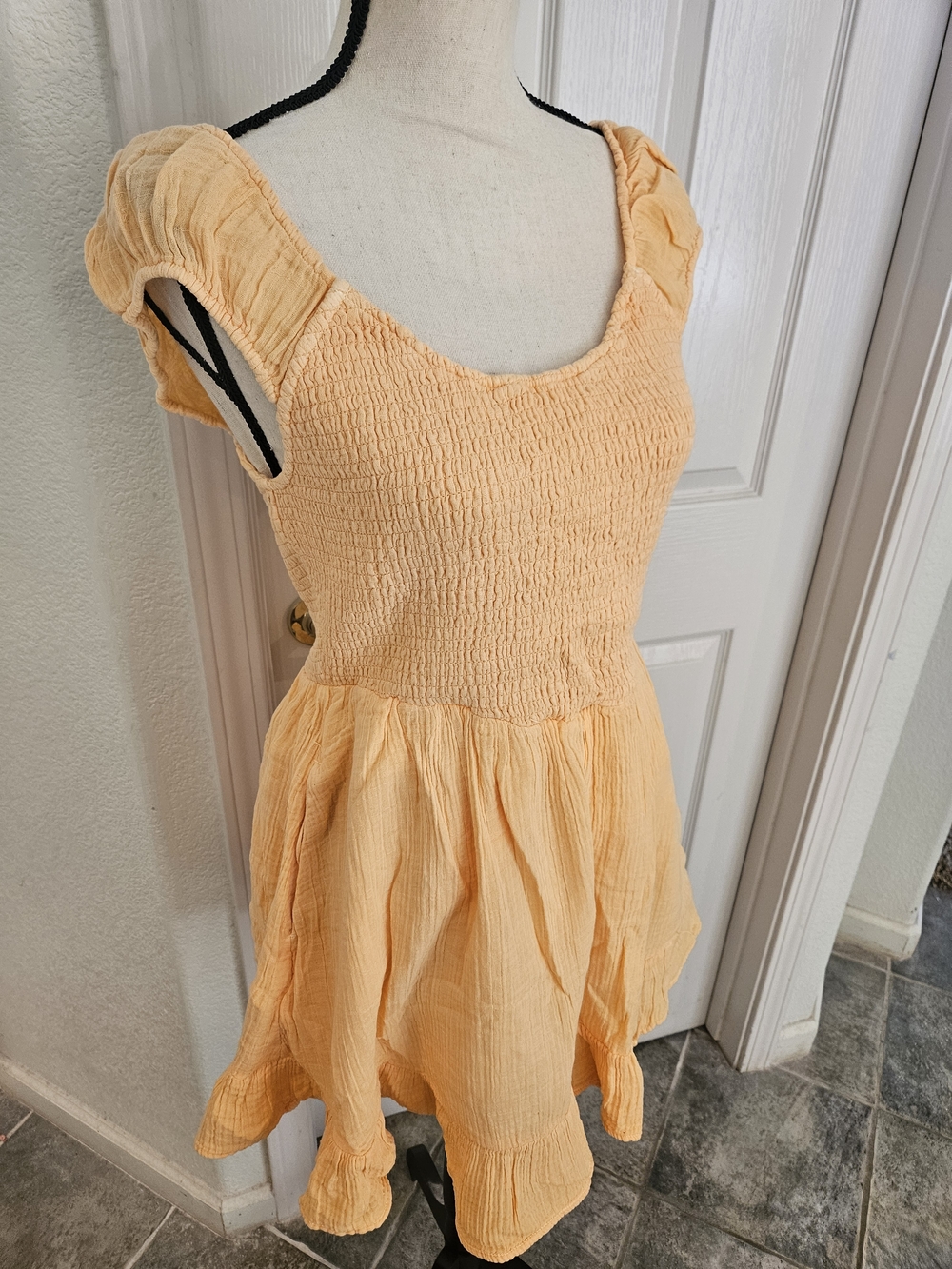 American Eagle Outfitters Peach Smocked Mini Dress